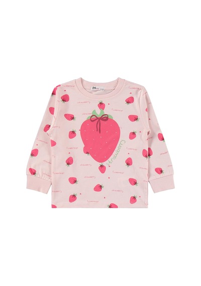 Civil Girls Çilek Desenli 2-5 Yaş Pijama Takımı - Pudra