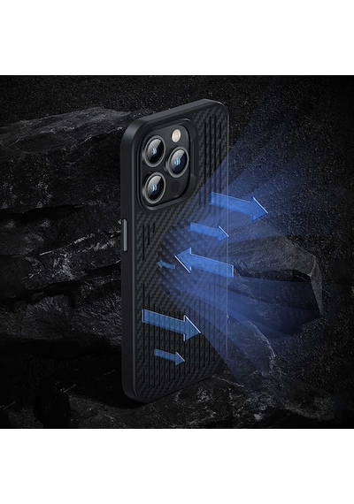Benks Apple Uyumlu iPhone 14 Kılıf Benks Karbon Magnetik Soğutucu Özellikli Telefon Kılıfı Benks-Kevlar1