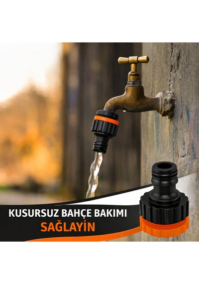 Musluk Adaptörü 1/2'' - 3/4'' Bahçe Sulama Musluk Ucu Bağlantı Aparatı 2 Adet Universal Uyum 1