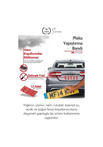 Plakabandı Otomobil Motosiklet Plaka Yapıştırma Bandı 3m Vhb Çift Taraflı Çok Güçlü Suya Dayanıklı Standart