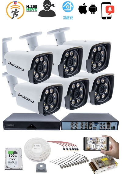 6 Kameralı Güvenlik Kamerası Seti - Kdj-6s-8w-m