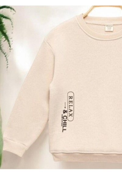 Zekids Erkek Çocuk 3 İplik Şardonlu Sweat-14275 Bej