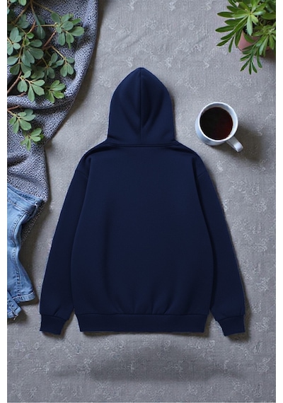 Uyguntarz Unisex Future Baskılı Oversize Sweatshirt Lacivert