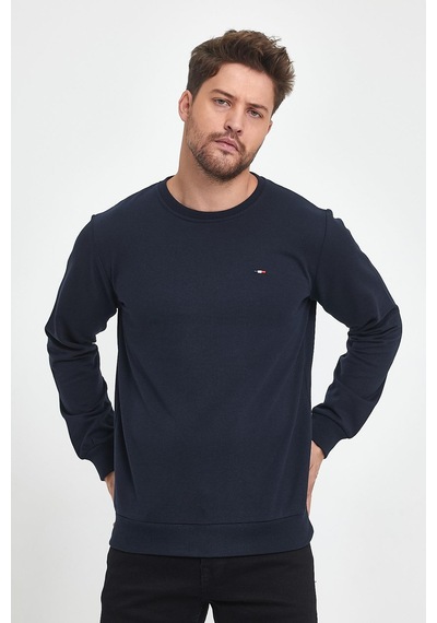 Comeor Erkek Lacivert Bisiklet Yaka Nakış Detaylı Regular Fit Sweatshirt Lacivert