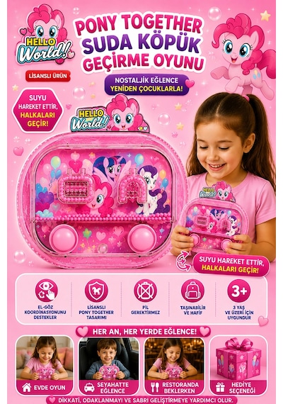 Lisanslı My Little Pony Halka Geçirme Su Oyunu İki Tuşlu 2586bl-mlpspembe