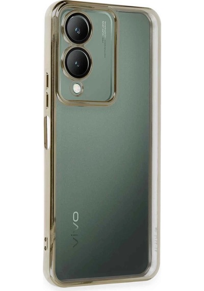 Mey İthalat Vivo Y17s Kılıf Lensli Silikon - Gold Altın