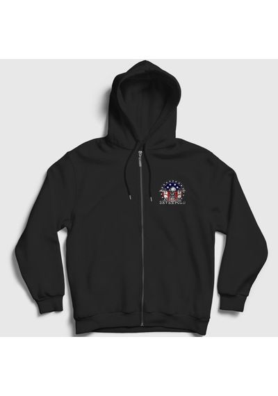 Presmono Unisex Flag Avenged Sevenfold Fermuarlı Kapüşonlu Sweatshirt Siyah