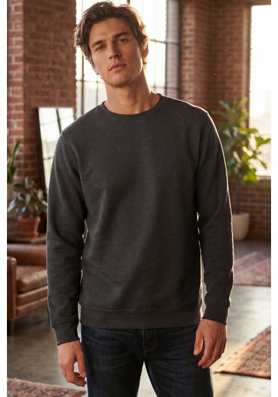 Goffra Erkek Focus Esnek Kumaş Yumuşak Dokulu Günlük Sweatshirt Antrasit M401-r0342-04