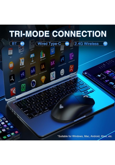 Sc900 Pro Paw3395 Sensör 26000 Dpı 8000hz Kablolu Ve Kablosuz Gaming Oyuncu Mouse Siyah