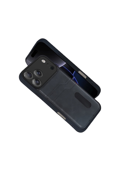 Apple iPhone Uyumlu 17 Pro Sara Kartvizitli Deri Kılıf - Siyah Bzsxx00 1