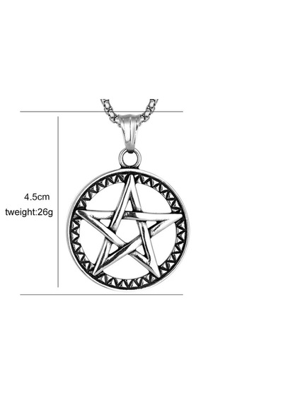 Aslanmaz Çelik Pentagram Yıldızı Kolye Gümüş