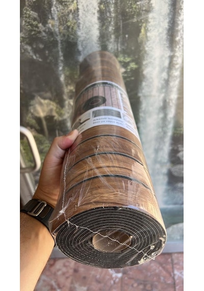 60cmx250cm 1 Adet Kahverengi 3d Yapışkanlı Sxp Akustik Lambiri Desenli Duvar Paneli Kağıdı 3115-1