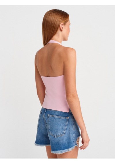 Dilvin 31753 Halter Yaka Top-toz Pembe Toz Pembe