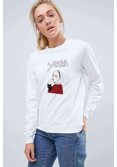 Chilling Adventures Of Sabrina Sabrina & Cat Baskılı Beyaz Kadın