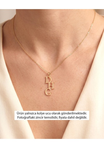 Monogram Üç Harfli 14 Ayar Altın Kolye Ucu