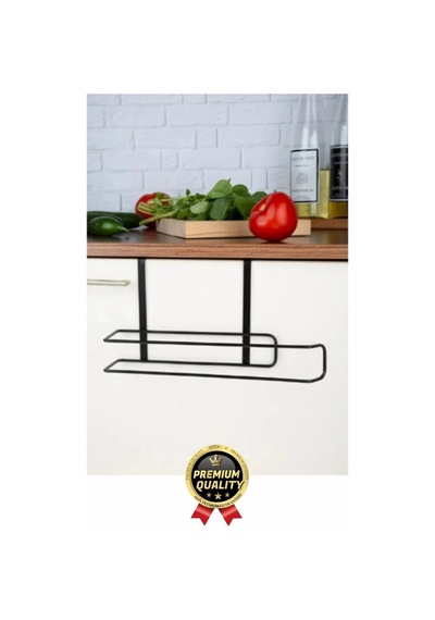 Özel Üretim Pratik Dayanıklı Dolap Kapağına Uyumlu Paslanmaz Metal Siyah Kağıt Havluluk Askı 28x13cm Diğer