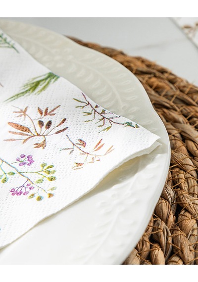 English Home Herbs Cocktail 20'li Kağıt Peçete 33x33 Cm Beyaz