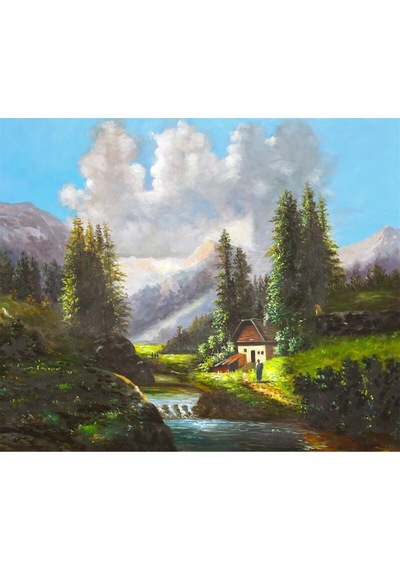 Yağlı Boya Tablo %100 El Yapımı 94cmx79cm Manzara Doğa