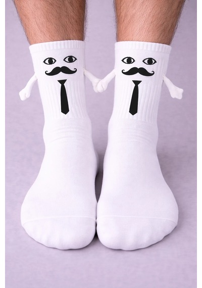 Carnaval Socks Mıknatıslı El Ele Tutuşan 4'lü Çorap Seti Bay Bayan Siyah Beyaz 2000386