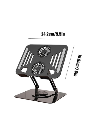 Laptop Soğutucu Stand Çift Fanlı 360 Derece Döner Ayarlanabilir Notebook Yükseltici Metal Bilgisayar Standı Katlanabilir Masaüstü Laptop Tutucu 286