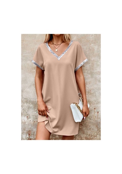 Butik İstanbul Kadın Yaka Ve Kol Pul Payet Şeritli Ithal Krep Elbise Bej Butik İstanbul Kadın Yaka Ve Kol Pul Payet Şeritli Ithal Krep Elbise Bej