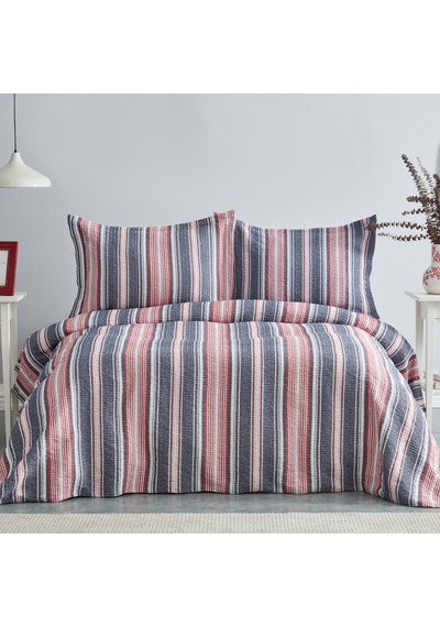 Karaca Home Denim Farley Çift Kişilik Yatak Örtüsü Seti Kırmızı