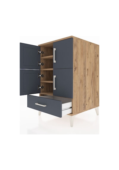 Kronos Komodin 4 Raflı Tek Çekmeceli 4 Kapaklı 60x59x96 Çam-a... Çam