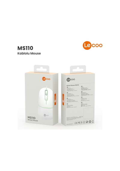 Lecoo MS110 USB Kablolu RGB 2400DPI 4 Tuşlu Sessiz Click Optik Mouse
