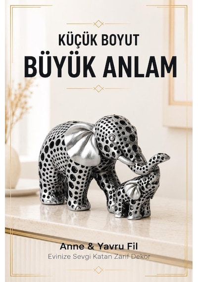 Anne Yavru Fil Biblo 11 Cm İskandinav Dekoratif Obje Ev Ofisi Masa Konsol Hediyesi Renkli Tasarım