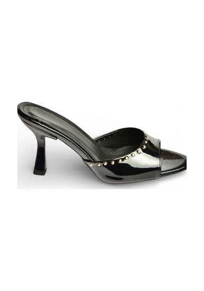 Fox Shoes Y518191208 Siyah Rugan İnce Topuklu Kadın Terlik Siyah