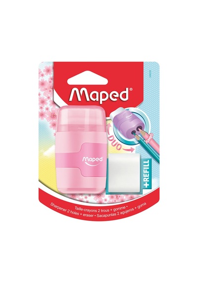 Maped Connect Pastel Renkli Çift Delikli Silgili Kalemtıraş 049230