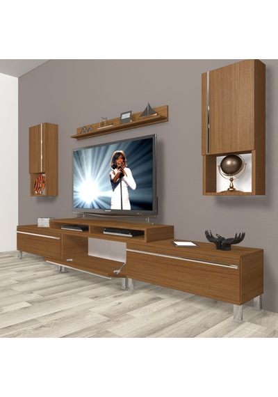 Decoraktiv Ekoflex 270ta Mdf Krom Ayaklı Tv Ünitesi Tv Sehpası Ceviz