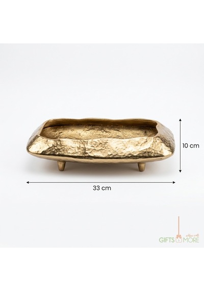 Sculpt Cubıc Gold Dekoratif Tabak 35x20x9