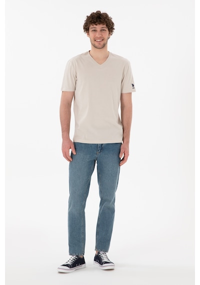 U.S. Polo Assn. Erkek Regular Fit  V Yaka Taş Basic Tişört 50305858-VR049