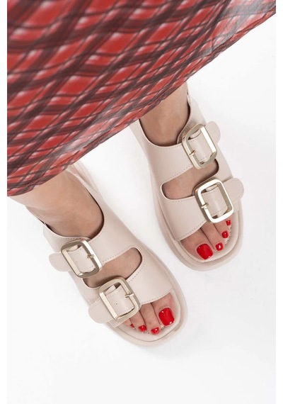 Trendella Bej Cilt Kadın Sandalet Tr17my02c Siyah