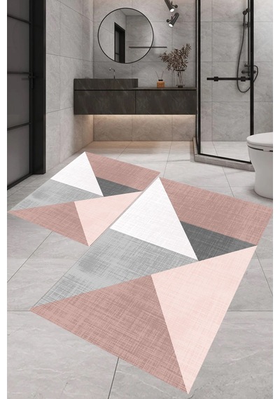 Eliana Home Dijital Baskı 2'li Banyo Paspas Takımı Lna5-sd554 100x60 Ve 60x50 Cm Pembe