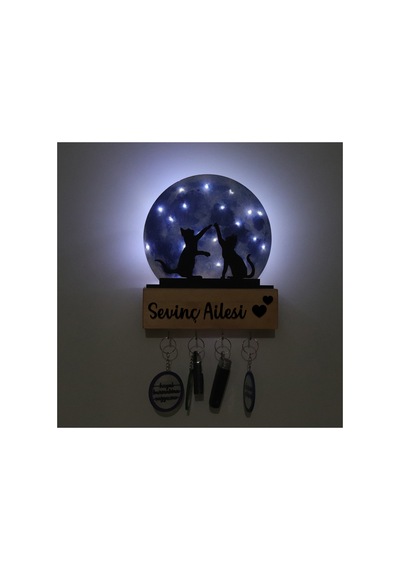 Led Işıklı Pleksi Dolunay Kişiselleştirilebilir Dekoratif Biblo Harvey Kediler Anahtar Askılığı Mavi - 737322722 Mavi