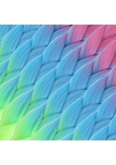Afrika Örgülük Ombreli Sentetik 100 Gr. / Pembe / Açık Mavi / Neon Sarı - Rxlu-462961 Çok Renkli