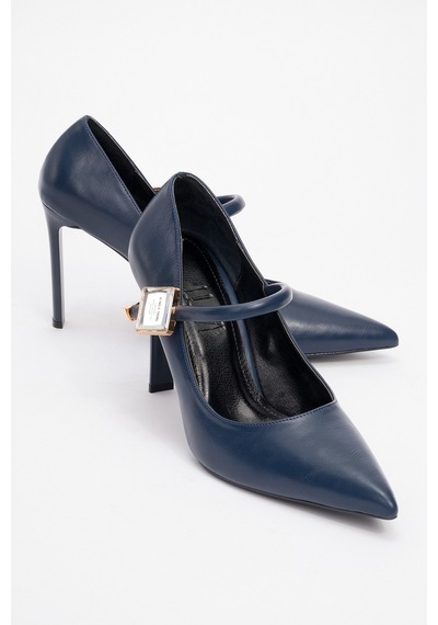 Luvishoes Luvi Shoes Pattaya Laci Cilt Taş Detaylı Kadın İnce Topuklu Ayakkabı Lacivert Deri Luvishoes Luvi Shoes Pattaya Laci Cilt Taş Detaylı Kadın İnce Topuklu Ayakkabı Lacivert Deri