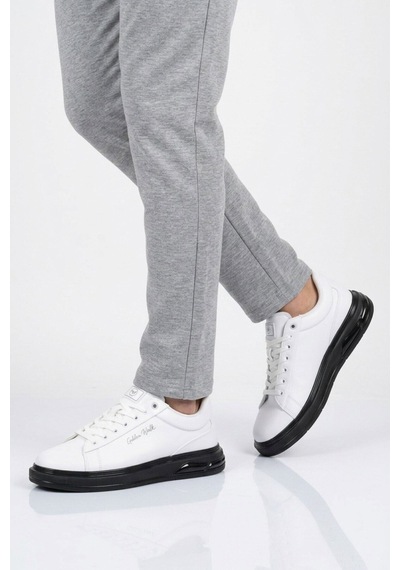 Walkway Erkek Beyaz-siyah Bağcıklı Kalın Taban Erkek Casual Ayakkabı Sneaker 8078 Dashor M