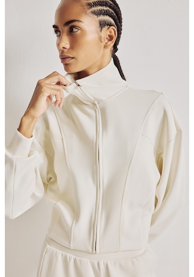 Defacto Standart Fit Dik Yaka Fermuarlı Crop Modal Basic Sweatshirt Hırka H4538ax26auer218 Ekru-er218