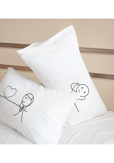 Bk Gift Sevgili Tasarımlı Pamuklu 2 Li Yastık Kılıfı Seti-4 50x70cm , Sevgiliye , Ev si, Tasarım Ev Tekstili