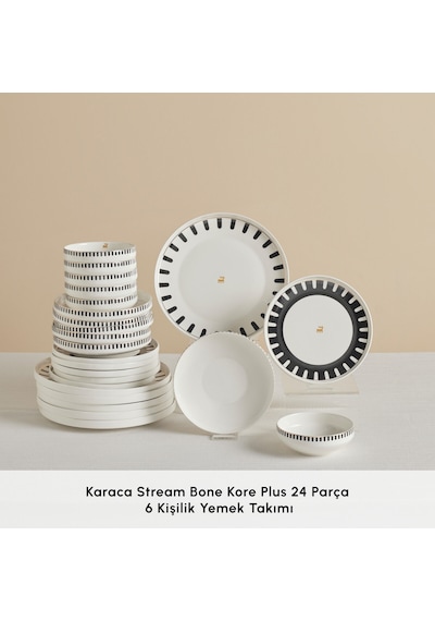 Karaca Stream Bone Kore Plus 24 Parça 6 Kişilik Yemek Takımı Beyaz