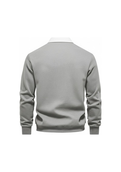 Ghassyco. Ghassy Co. Erkek Retro Renk Bloklu Pamuklu Gömlek Yaka Sweatshirt