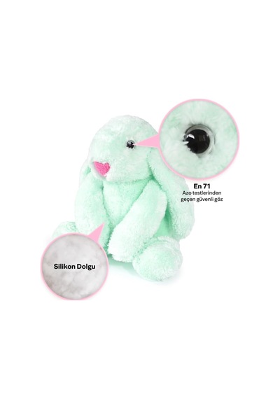 Özgüner Oyuncak Peluş Tavşan 40 Cm Uzun Kulaklı Yumuşak Uyku Arkadaşı Ponçik Tavşan,pelüş Tavşanoyuncak,sarkık Kulaklı Doldurulabilir Tavşan Mint