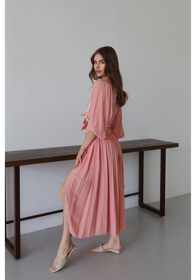 Neşeli Butik Kadın Püskül Detaylı Yırtmaçlı Bohem Takım Nbnp015 Pembe