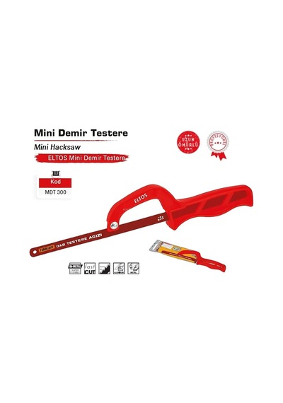 Mini Demir Testere, 30 Cm Değiştirilebilir Bıçaklı, Plastik Saplı, Ahşap, Pvc, Metal, Plastik K