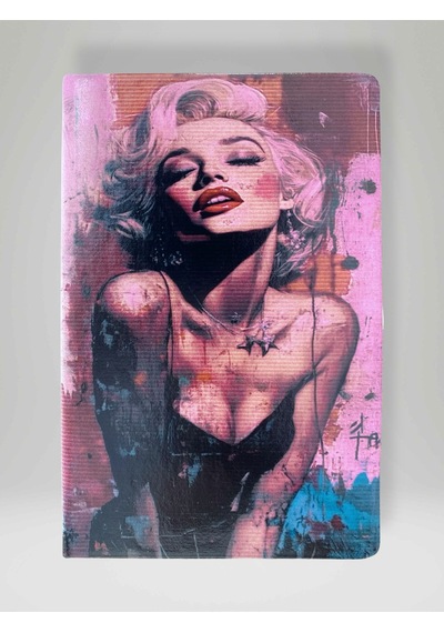 Marilyn Monroe Temalı Özel Tasarım Kapaklı Çizgili Defter 80 Yaprak Ajanda / Günlük Çok Renkli