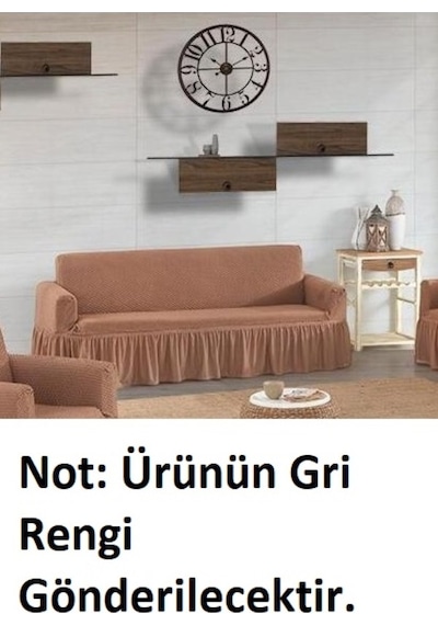 1 Adet Altın Yonca Makarna Desen Pıtırcık Maxi Çekyat Koltuk Örtüsü-gri Gri