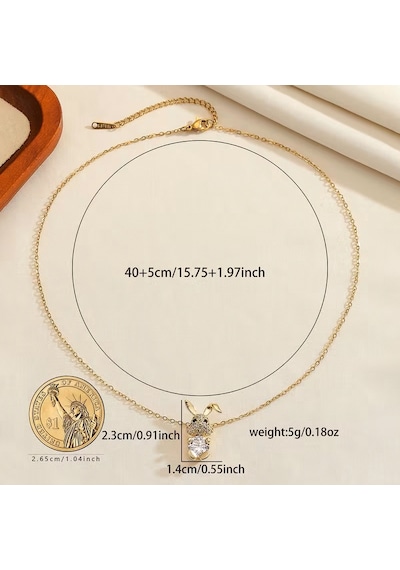 Kadın Kolye Thumper Luxury Bunny Premium Taşlı Altın Kaplama Kolye Altın